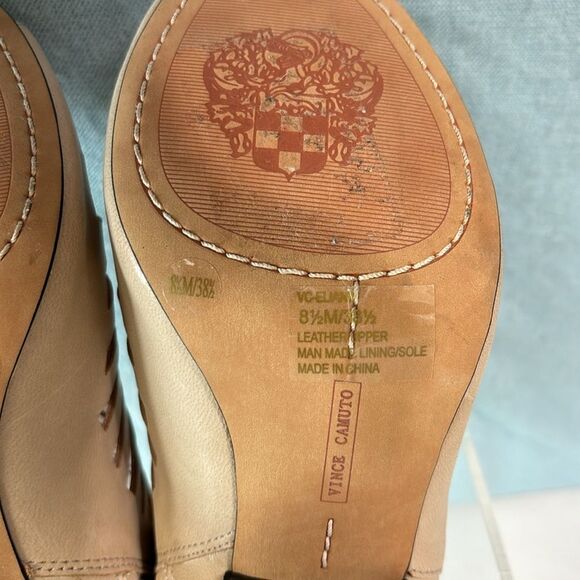 Vince Camuto Tan Pierced Suede Wood Heel Zip - Picture 6 of 6